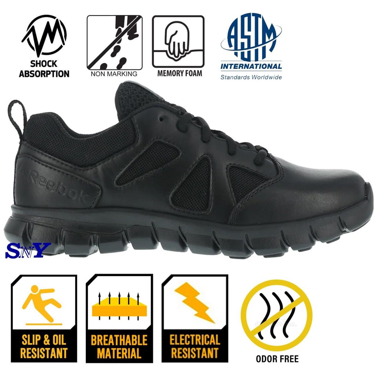 Reebok Men`s Soft Toe Service Work Slip Resistant Shoes Lightweight EH Astm