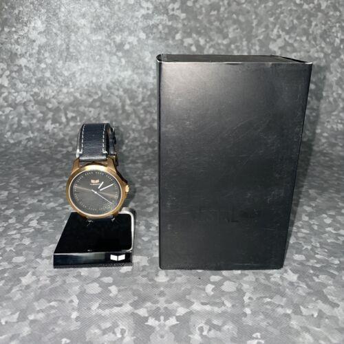 Vestal Unisex Heirloom Gold Black with Gray Leather Watch