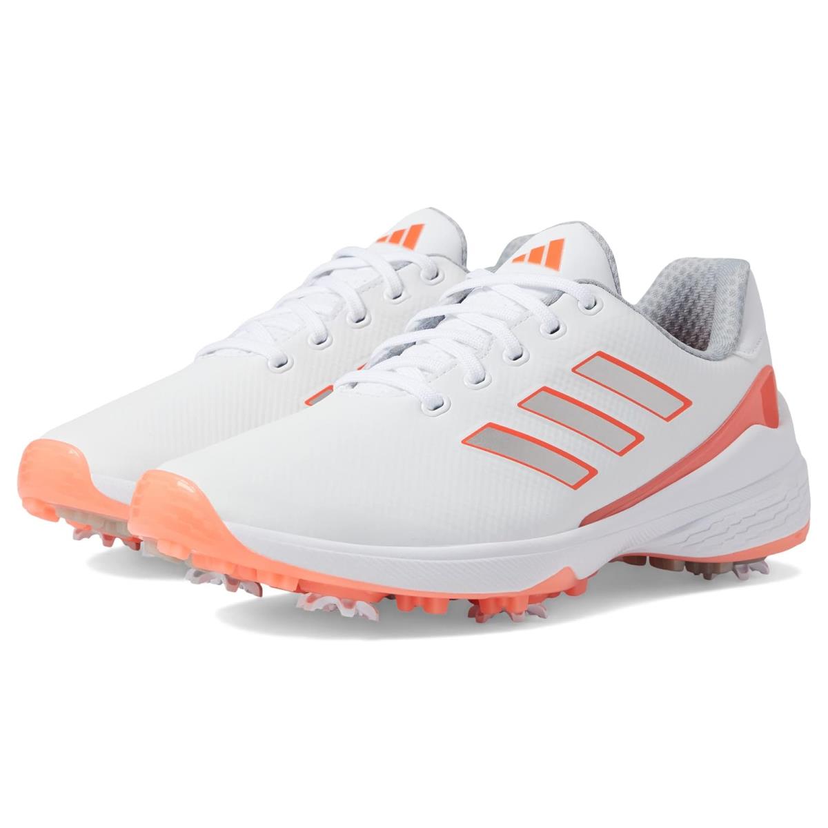Woman`s Sneakers Athletic Shoes Adidas Golf ZG23 Lightstrike Golf Shoes Footwear White/Silver Metallic/Coral Fusion