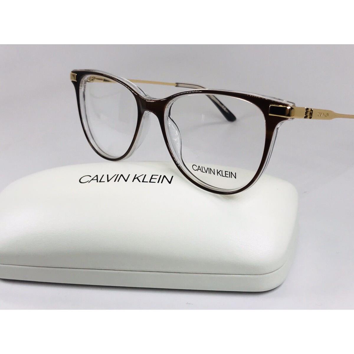 Calvin Klein CK19709 222 Brown Horn Crystal Eyeglasses 50mm with Case