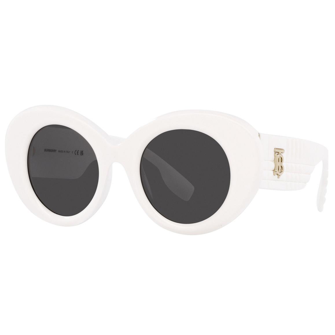 Burberry BE4370U 300787 White /dark Grey Oval Round Women`s Sunglasses