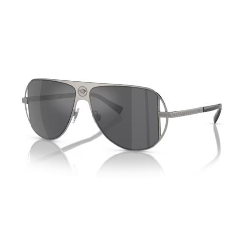 Versace 0VE2212 10016G Gunmetal/grey Mirrored Silver 57mm Oval Men`s Sunglasses