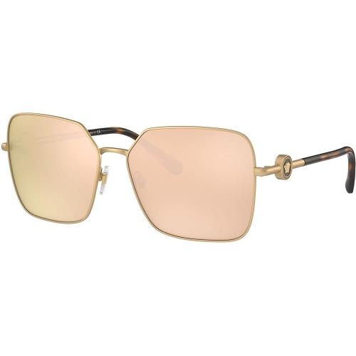 Versace Sunglasses VE2227 14105A 59mm Matte Gold / Brown Gold Mirror Lens