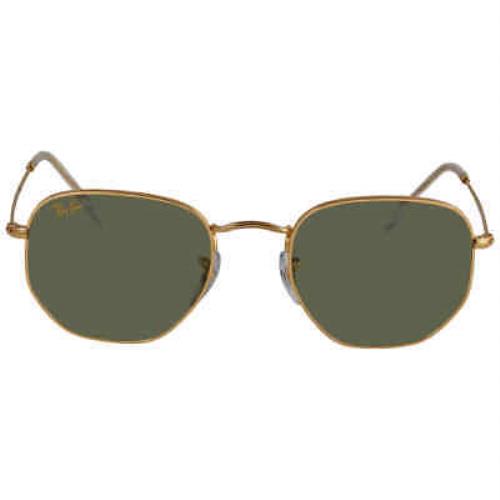 Ray Ban Hexagonal Legend Gold Green Classic G-15 Unisex Sunglasses RB3548 919631 - Frame: Gold, Lens: Green