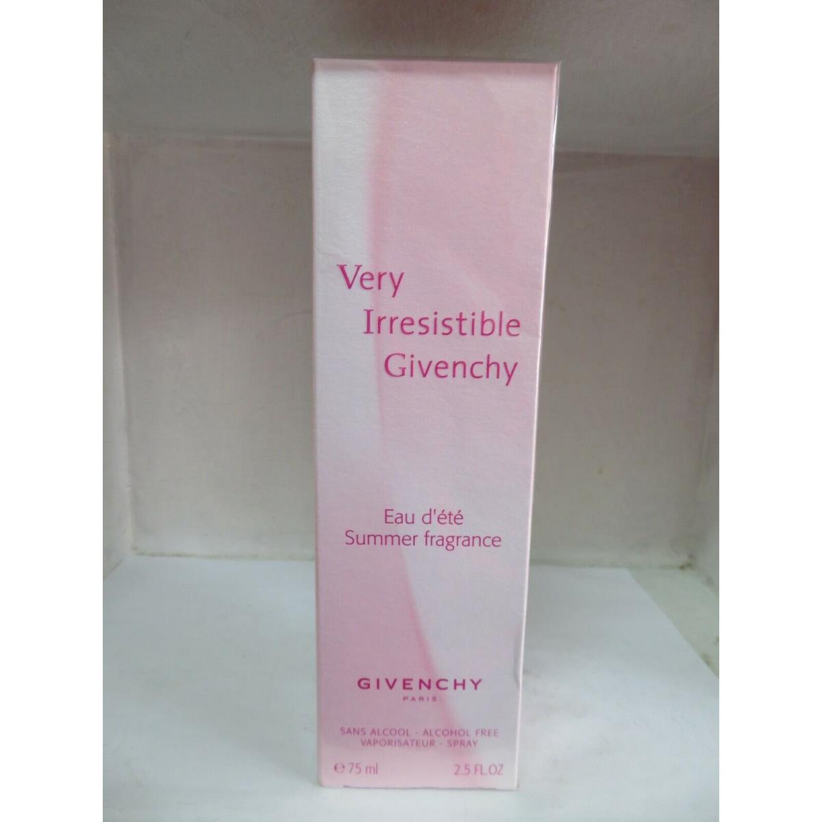 Givenchy Very Irresistible Givency Eau D`ete Summer Fragrance Alcohol Free 2.5 oz