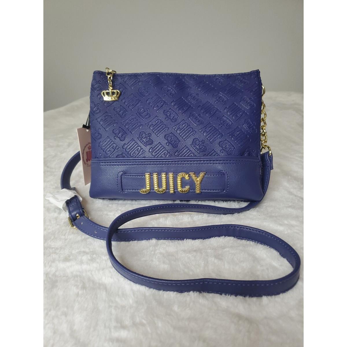 Juicy Couture Deep Ocean Blue Blank Check Crossbody Bag Deboss Logo R$60