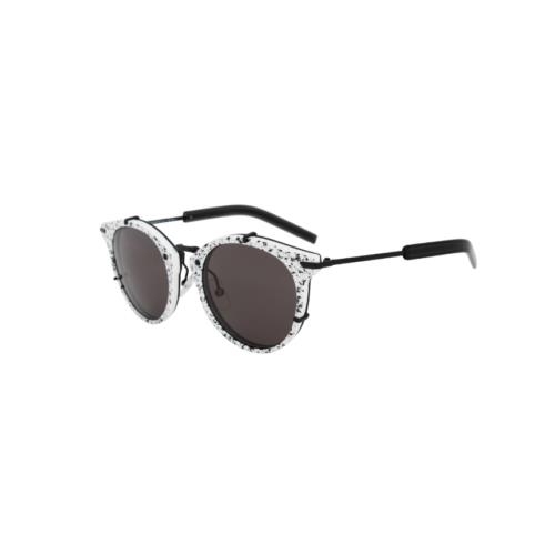 Christian Dior 0196S TCBY1 Sunglasses 48 Black White Splotched Grey Lenses