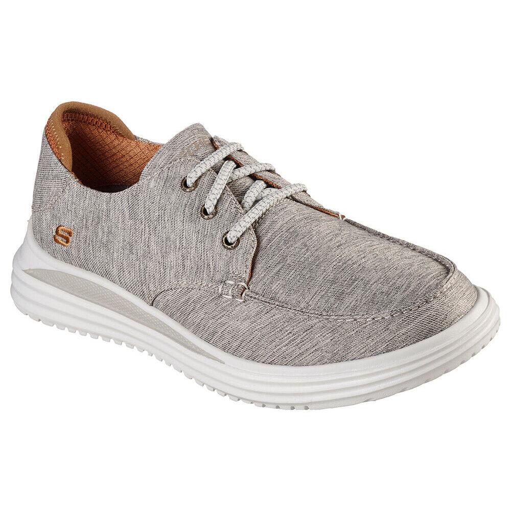 Mens Skechers Proven Ralenzo Bungee Slip ON Tan Taupe Canvas Shoes - Manufacturer: Gray
