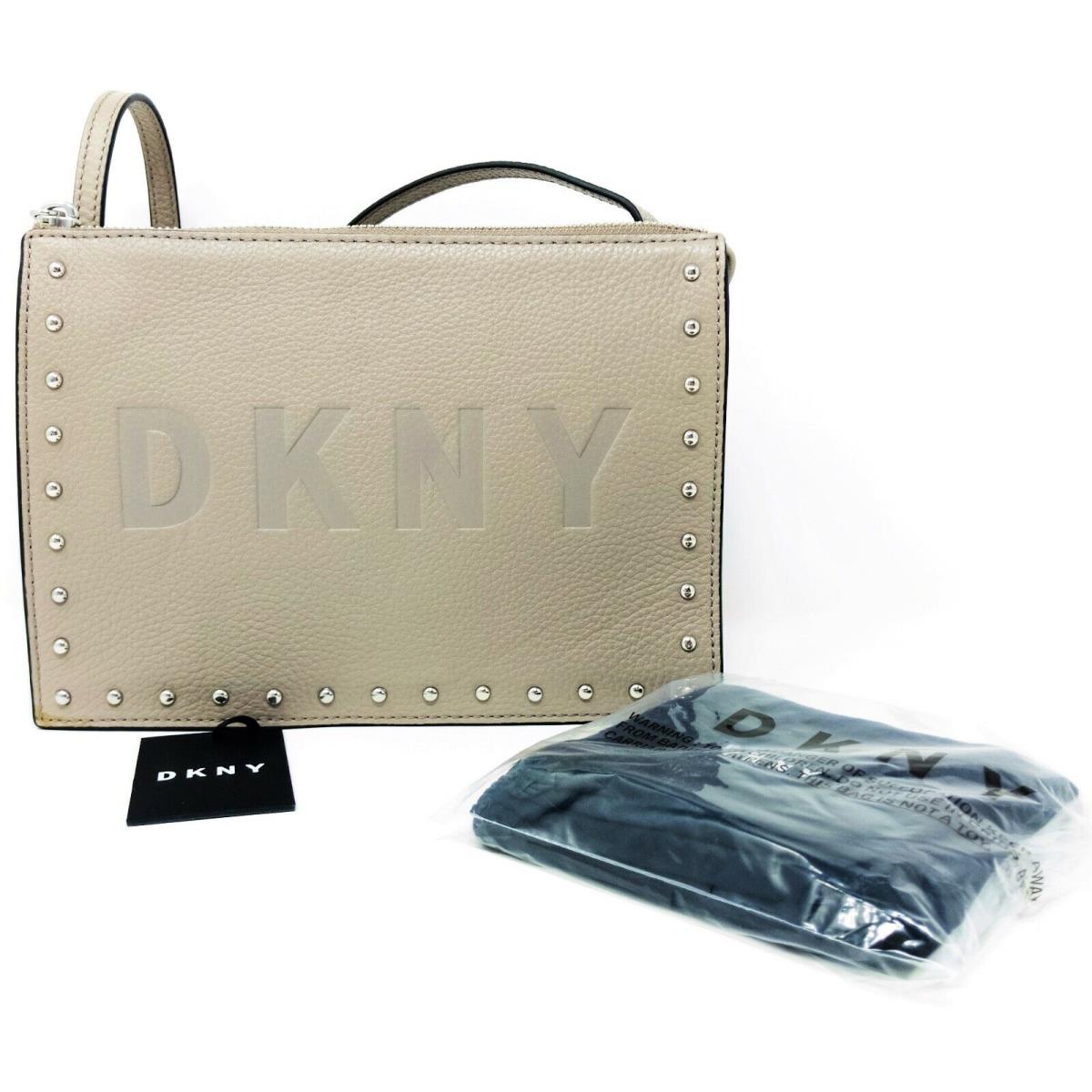 Dkny Commuter Pebble Leather Gray Zip Logo Crossbody Women`s Handbag