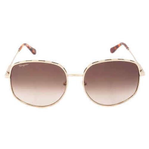 Salvatore Ferragamo Brown Gradient Irregular Ladies Sunglasses SF277S 735 61