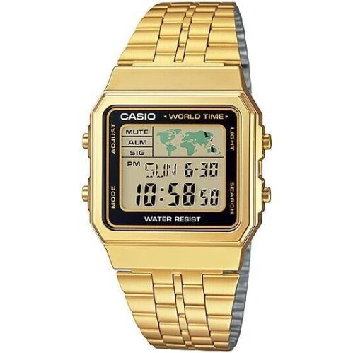 Gold-tone Casio World Time Stainless Steel Watch A500WGA-1