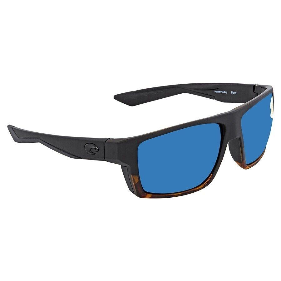 Costa Del Mar Blk 181 Obmp Bloke Sunglasses MT Black/sh Tortoise Gray Blu Miror - Matte Black Shiny Tortoise Frame, 580P Blue Mirror Polarized Lens