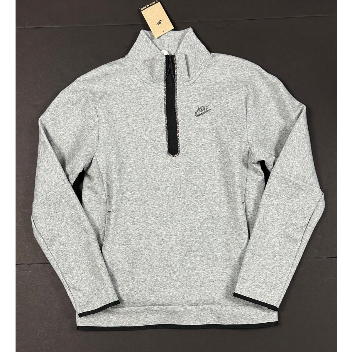 Nike Men`s Small - Sportswear Tech Fleece 1/2-ZIP Top - Gray DQ4314 063 Shirt