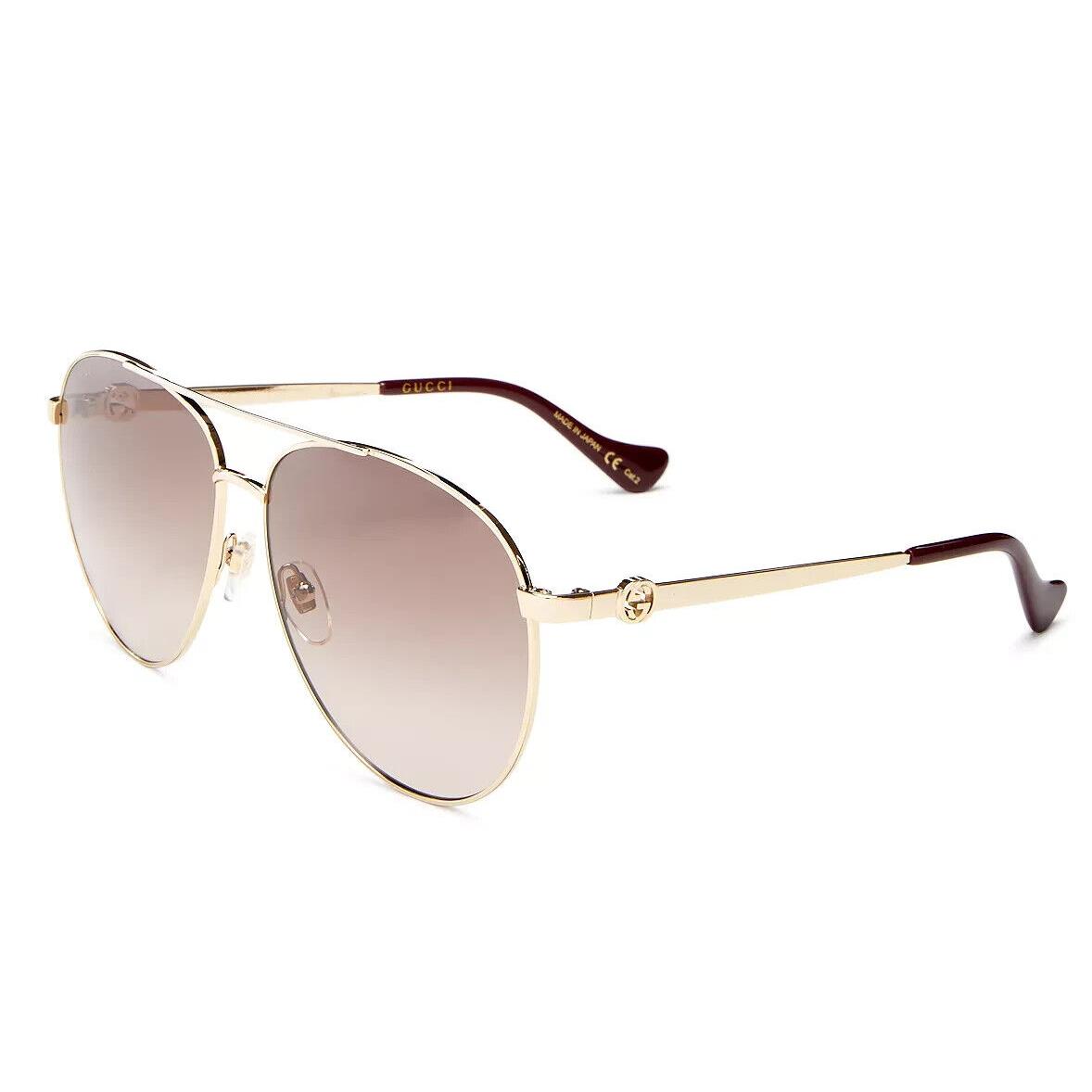 Gucci GG 1088S 004 Gold Brown / Brown Gradient Pilot XL Sunglasses 61MM GG1088S