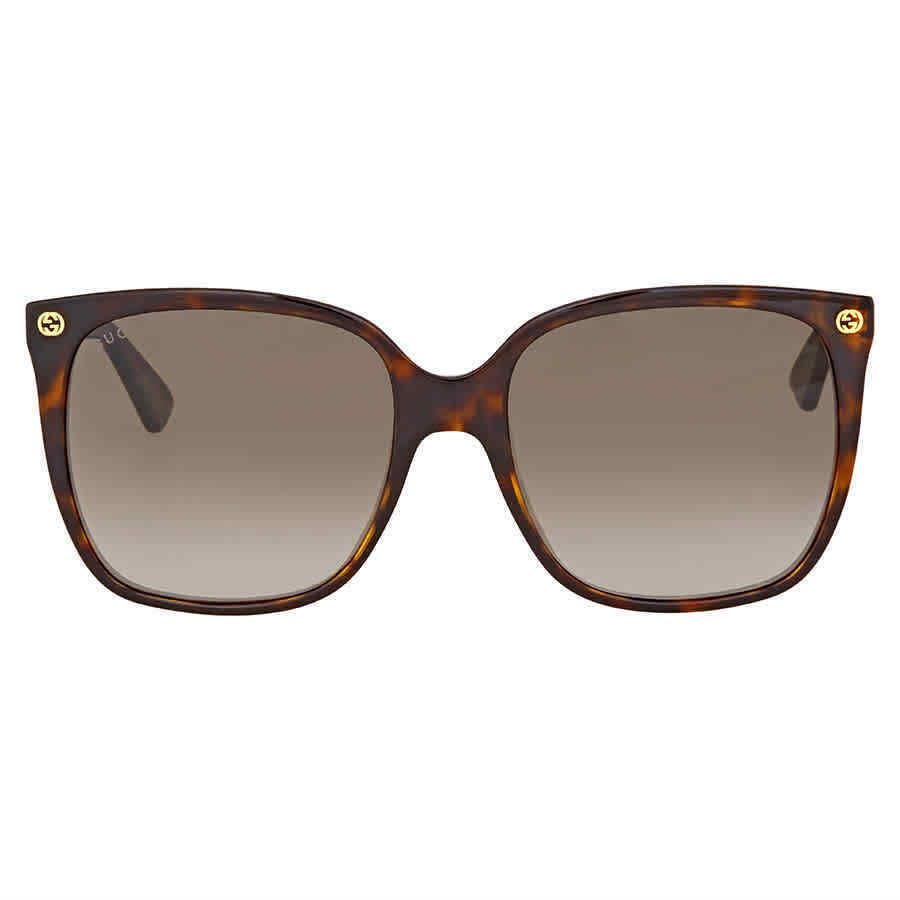 Gucci Brown Square Ladies Sunglasses GG0022S 003 57 GG0022S 003 57