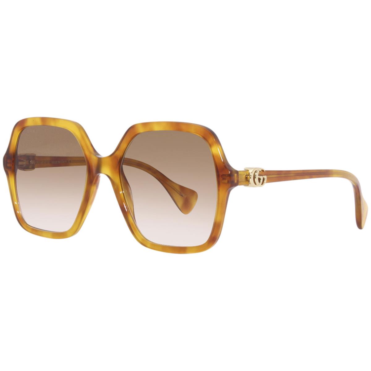 Gucci GG1072S 003 Sunglasses Women`s Havana/brown Gradient Square Shape 56mm