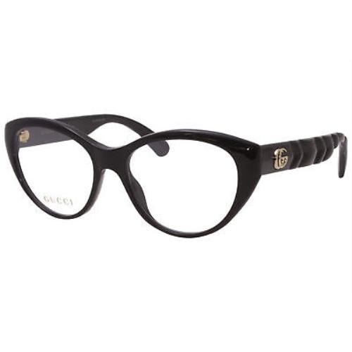 Gucci GG0812O 001 Eyeglasses Women`s Black/gold Full Rim Optical Frame 54mm