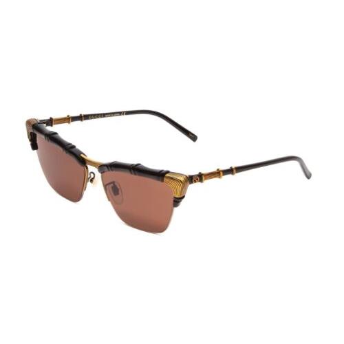 Gucci GG0660S-001 Women Cateye Designer Sunglasses Black/antique Gold/brown 58mm - Black Frame, Brown Lens