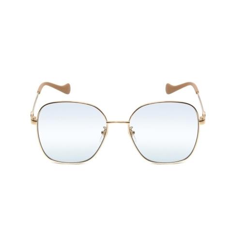 Gucci GG1089SA-004 Womens Oversized Designer Sunglasses in Gold Tan/blue 61 mm