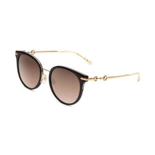 Gucci GG1015SK-004 Womens Cateye Designer Sunglasses Black Gold/white/brown 56mm