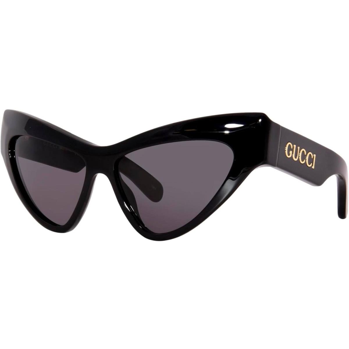 Gucci Women`s Sunglasses Black Plastic Cat Eye Shape Frame Grey Lens GG1294S 001