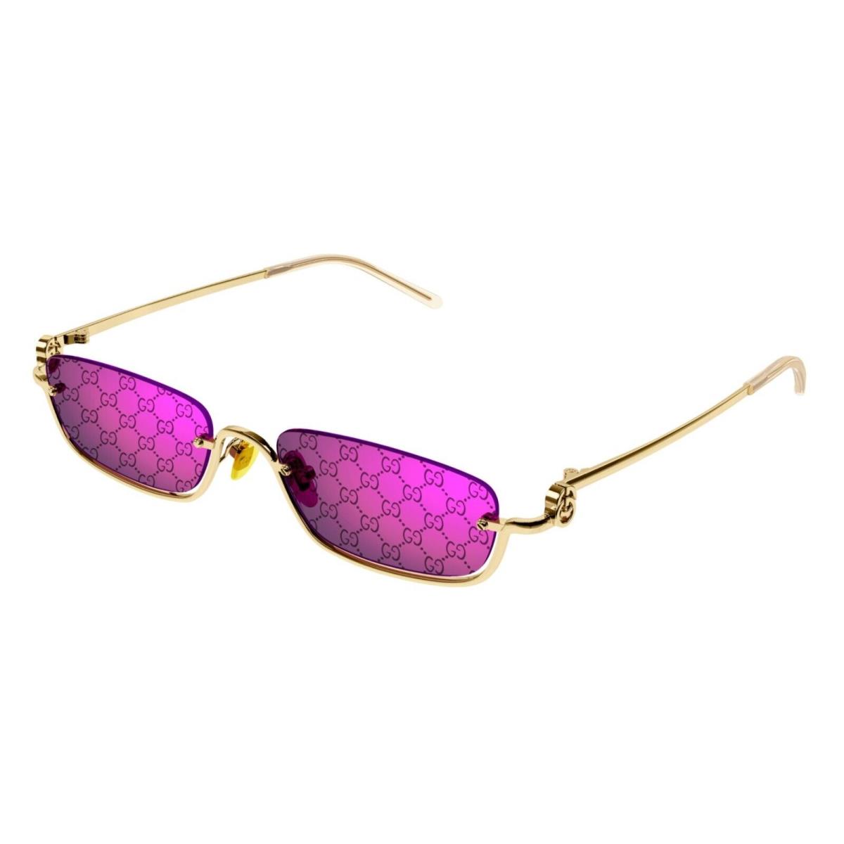 Gucci GG1278S 005 Gold/violet Mirrored Narrow Rectangular Unisex Sunglasses