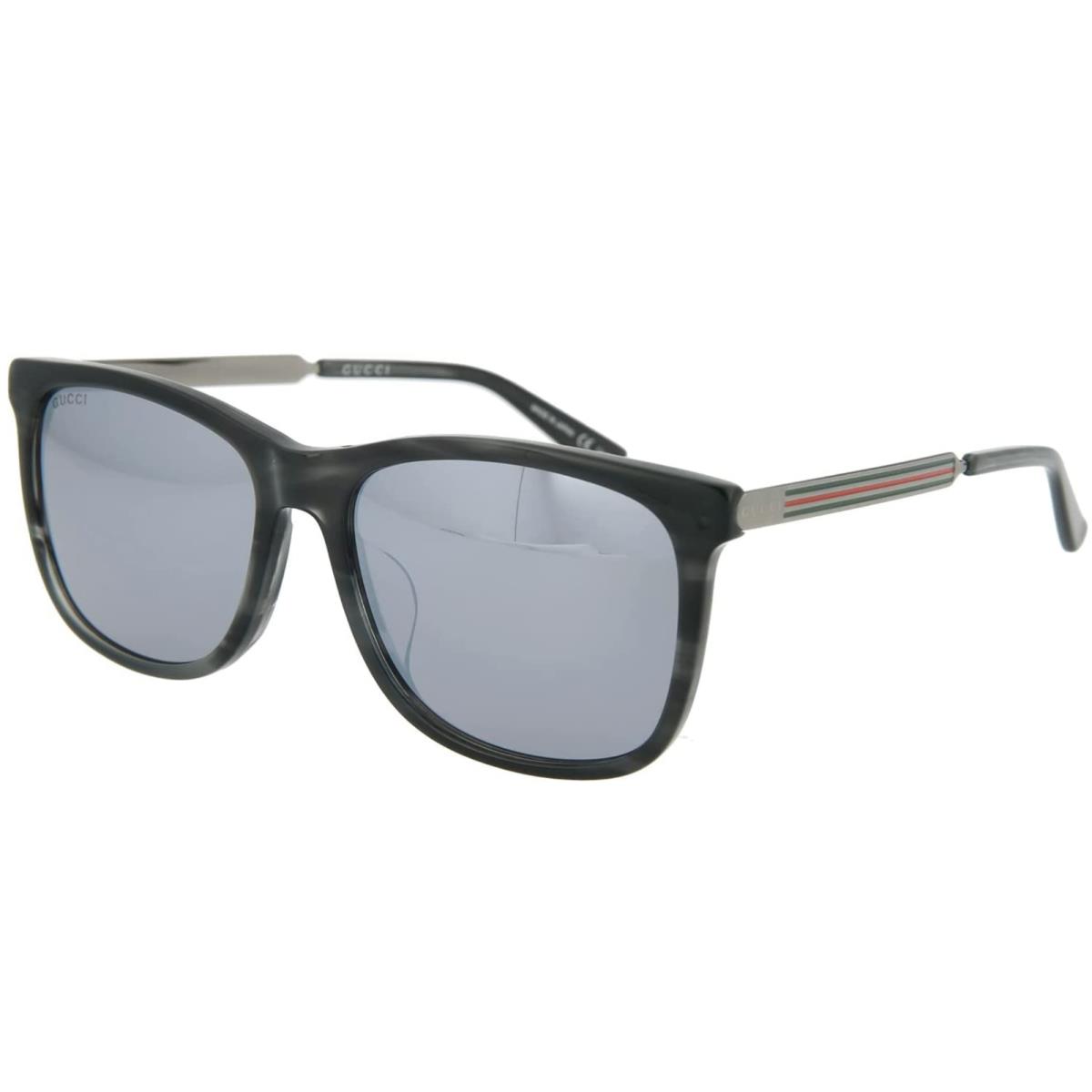 Gucci Ucci Mens Square Shiny Flamed Grey Havana Sunglasses GG0078SK 003 56