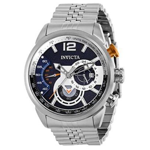 Invicta 39665 Men`s Aviator 46mm Chronograph Blue Dial Stainless Steel Watch