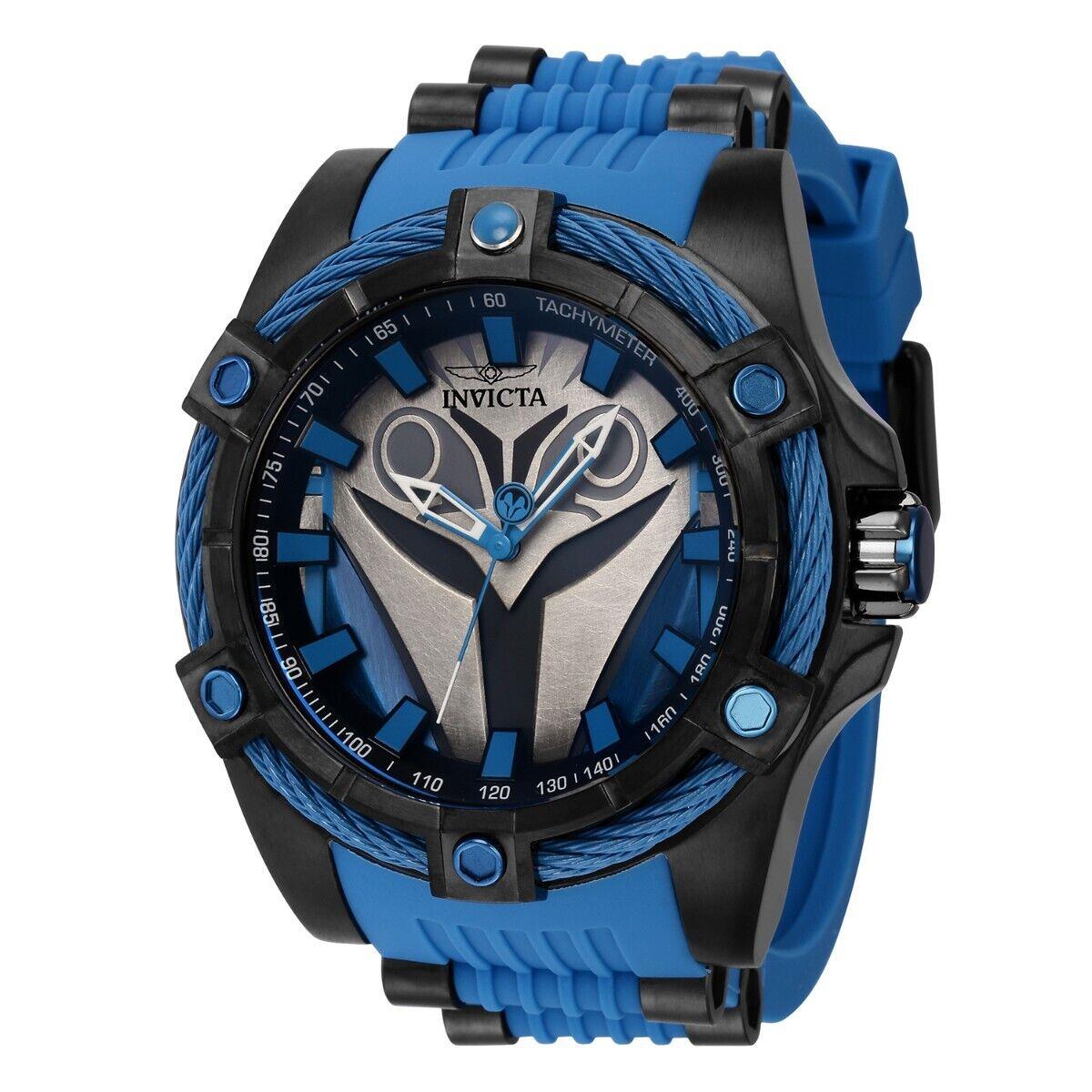 Invicta Men`s 52mm Star Wars Bo-katan Black Blue Silver Dial LE SS Watch