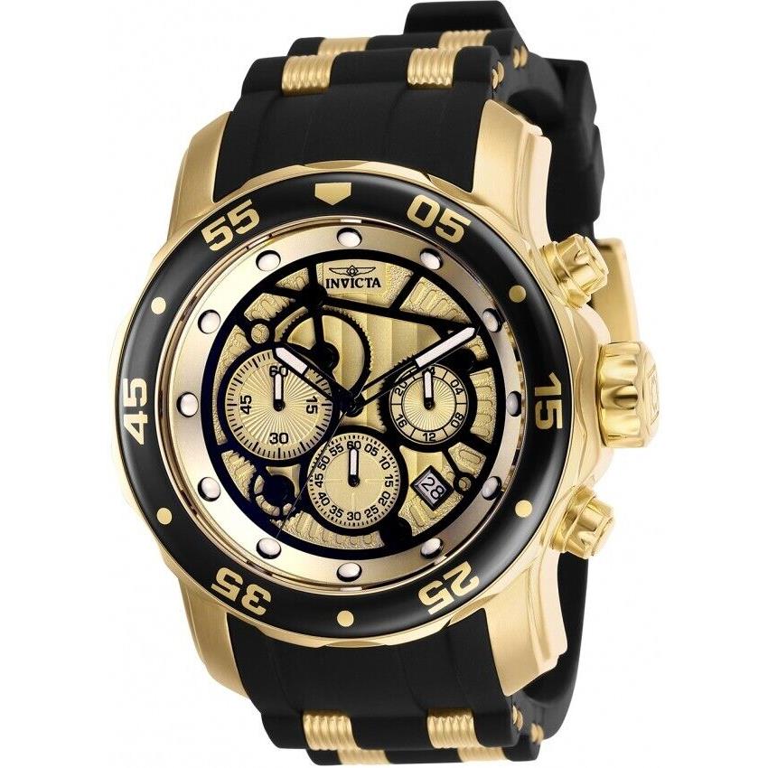 Invicta INV-25709 Pro Diver Chronograph Gold/ Black Dial Two-tone Men`s Watch