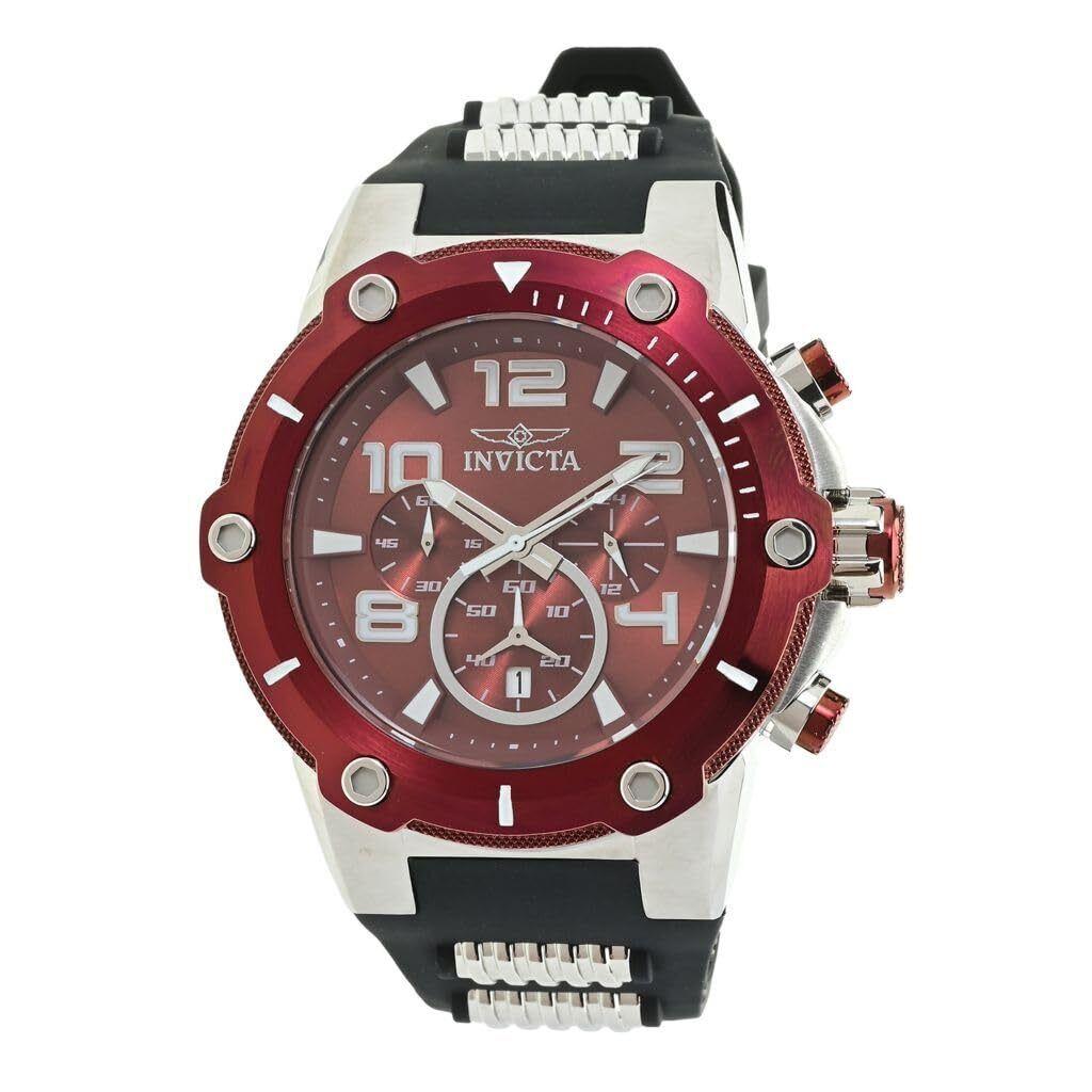 Invicta Men`s Speedway 51.5mm Stainless Steel Silicone Quartz Watch Silver