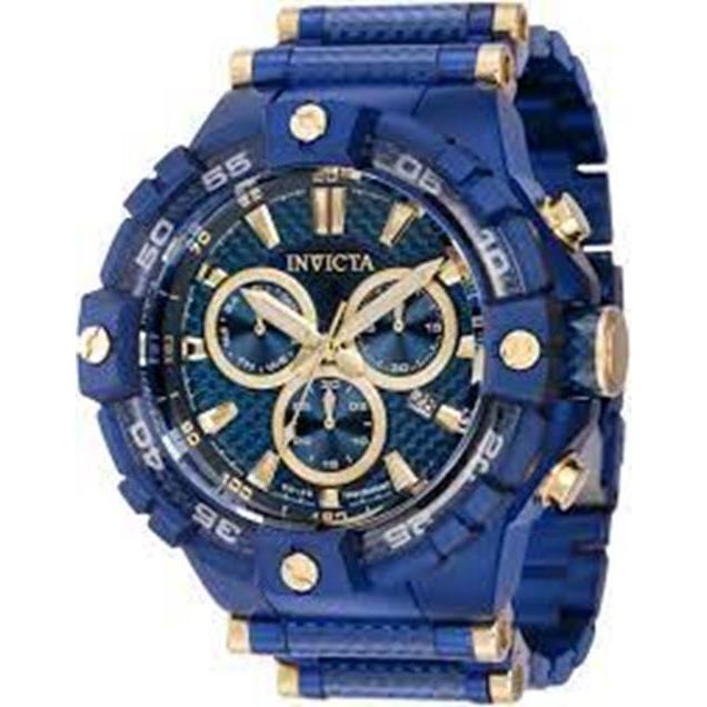 Invicta Bolt Men`s Blue Stainless Steel Swiss Quart Chronograph 54mm Watch 38145