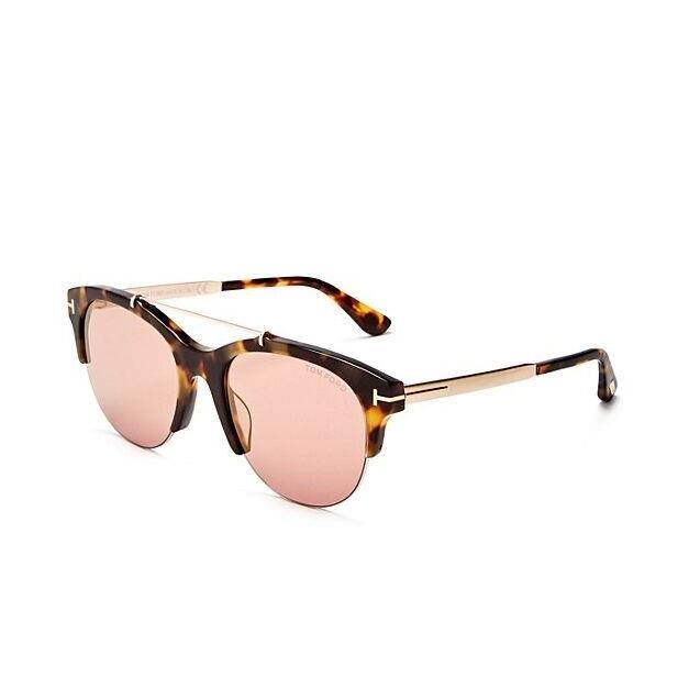 Tom Ford Adrenne Sunglasses FT0517 56Z Havana Frame Violet Pink Mirror Lens