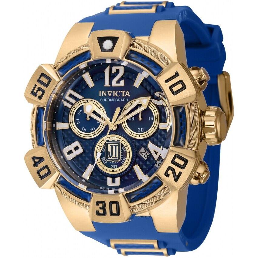 Invicta Men`s 52mm Jason Taylor Blue Dial Chronograph Silicone Band Watch 40442