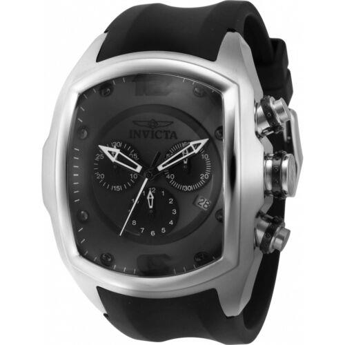 Invicta Men`s Watch Lupah Chronograph Date Display Black Dial Rubber Strap 43638 - Dial: Black, Band: Black