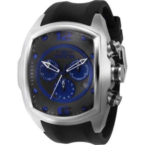 Invicta Men`s Watch Lupah Chronograph Date Display Black and Blue Dial 43637 - Black, Blue Dial, Black Band