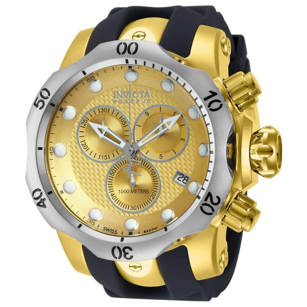 Invicta 16151 Men`s Venom Dive Chrono Gold Dial Black Strap Watch - Dial: Yellow, Band: Black