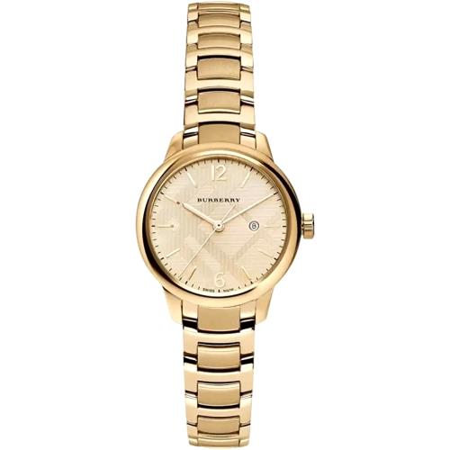 Burberry BU10109 The Classic 32 mm Gold Tone Steel Women`s Watch - Dial: Gold, Band: Gold, Bezel: Gold
