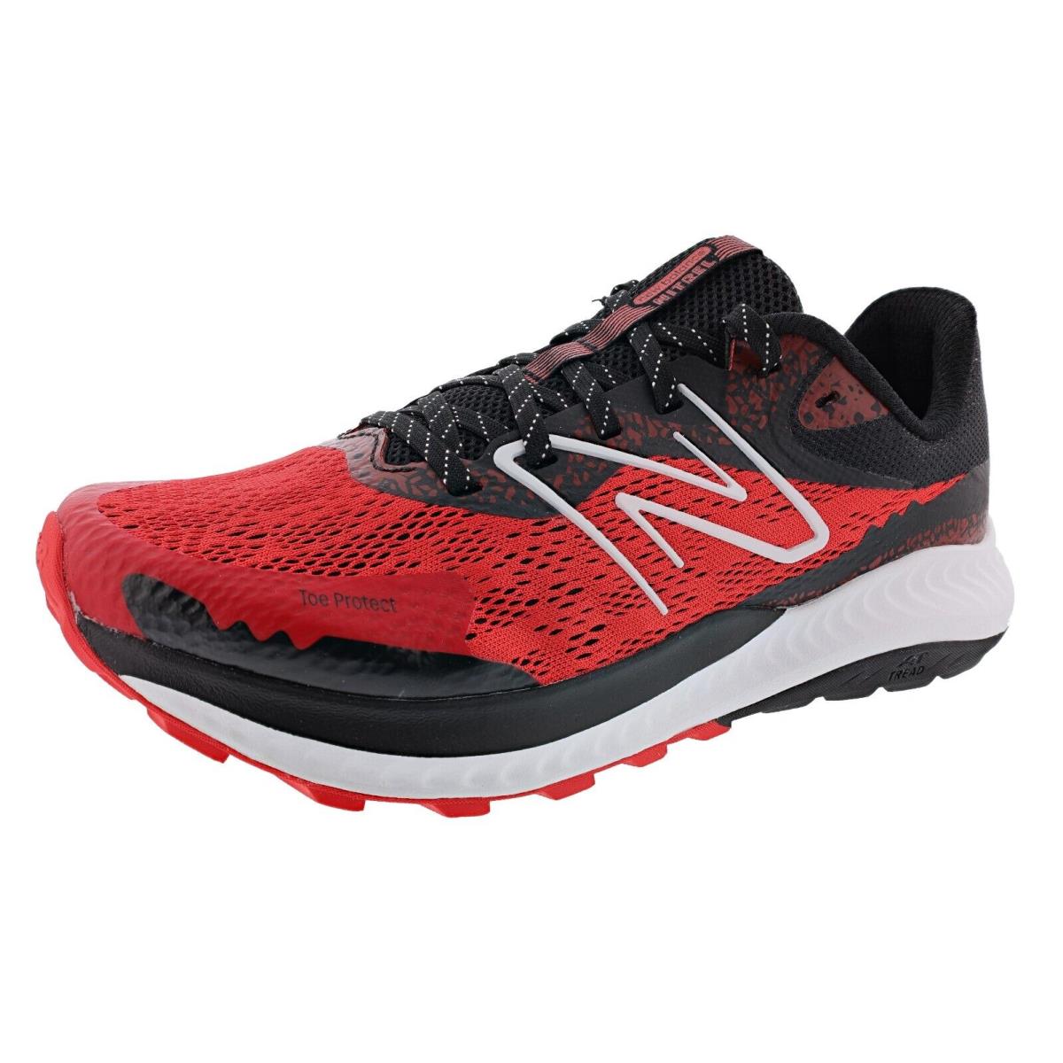 New Balance Men`s Mtntr Dynasoft Nitrel V5 4E Width Trail Running Shoes RED / BLACK / WHITE