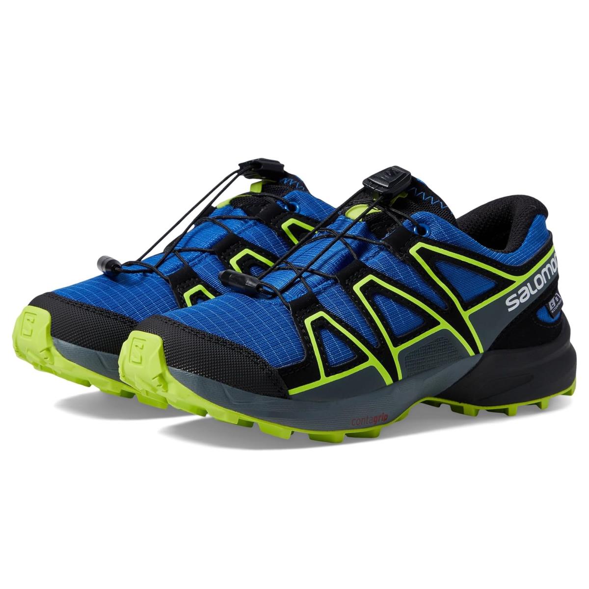 Children Unisex Shoes Salomon Kids Speedcross Cswp Little Kid/big Kid Nautical Blue/Black/Acid Lime