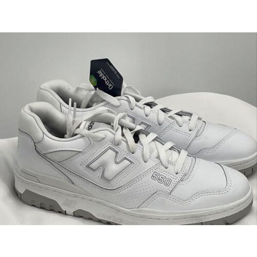 New Balance 550 White Grey Silver Shoes Sneakers Men`s Size 9.5 New BB550PB