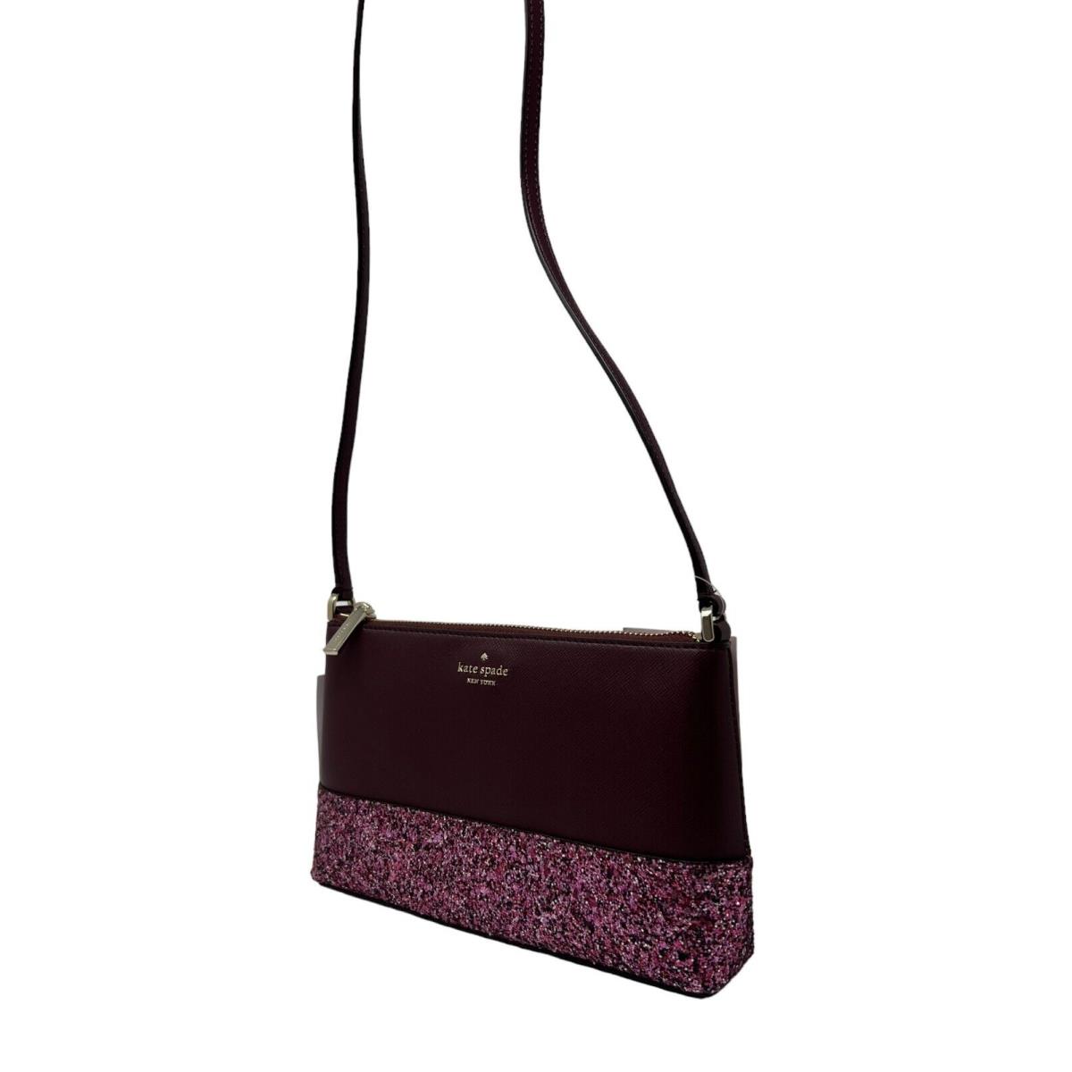 Kate Spade Flash Glitter Fabric Crossbody Bag K8711 Cherrywood