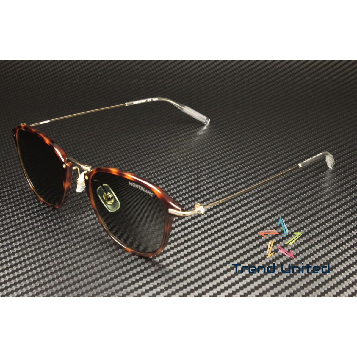 Montblanc MB0155S 002 Round Havana Crystal Green 51 mm Men`s Sunglasses