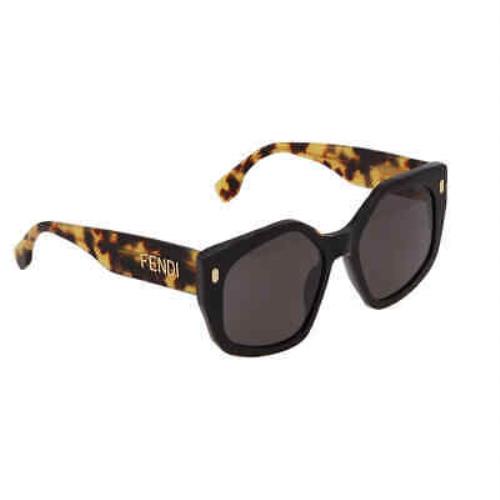 Fendi Smoke Geometric Ladies Sunglasses FE40017I 01A 55 FE40017I 01A 55