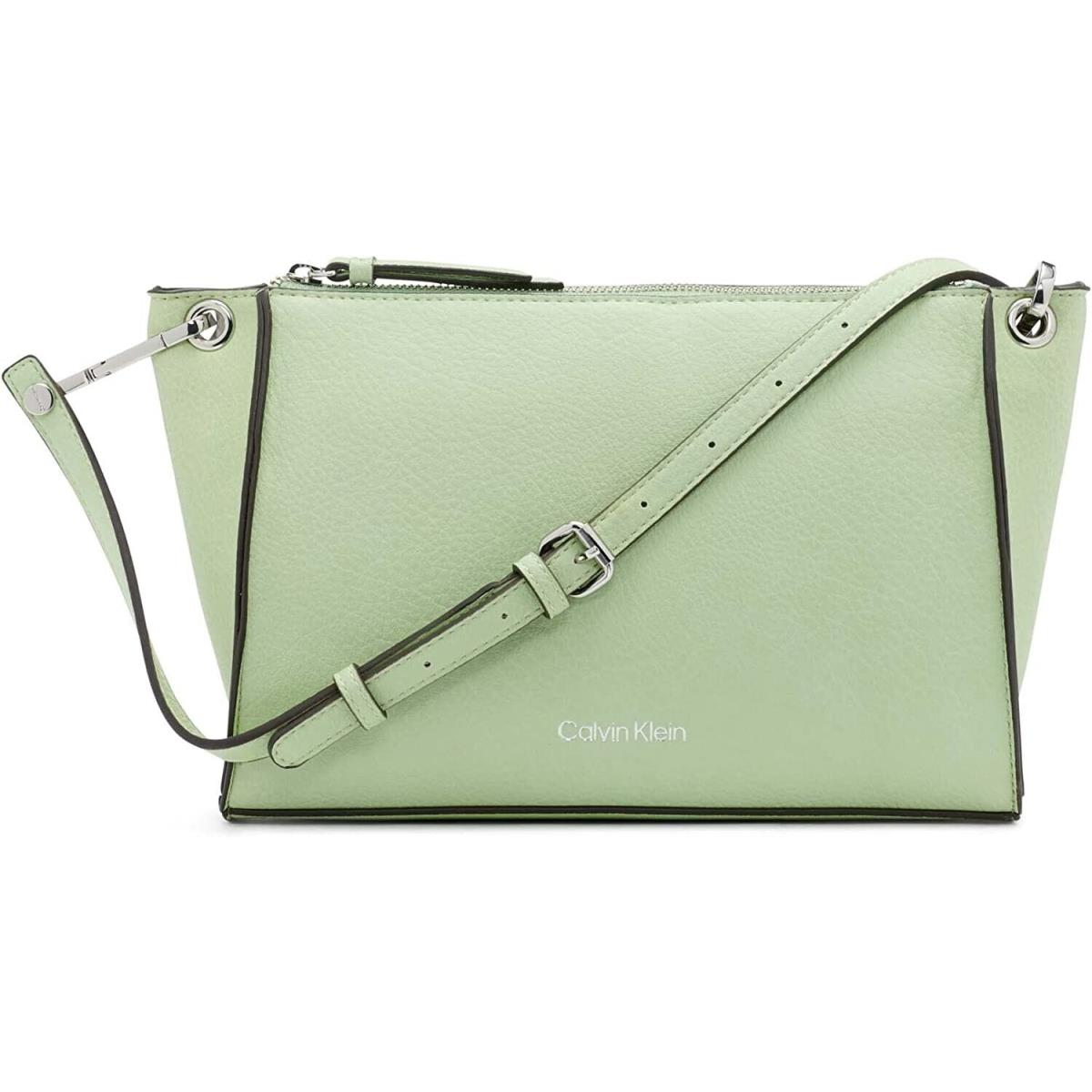 Calvin Klein Reyna Crossbody Pebble Leather Cucumber Green Zip Shoulder-bag
