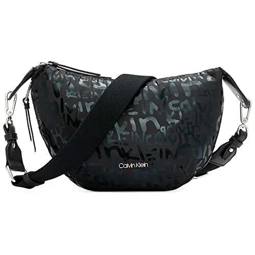 Calvin Klein Saddie Crossbody Shoulder-bag Black Nylon Expandable Wide Strap - Handle/Strap: Black, Hardware: Silver, Exterior: Black