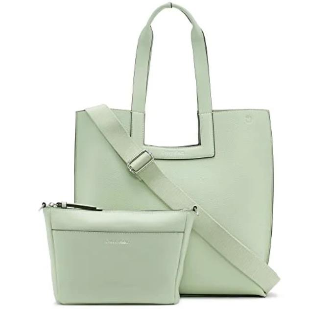 Calvin Klein Bette XL Tote Crossbody Set Cucumber Green Vegan Shoulder Bag Duo