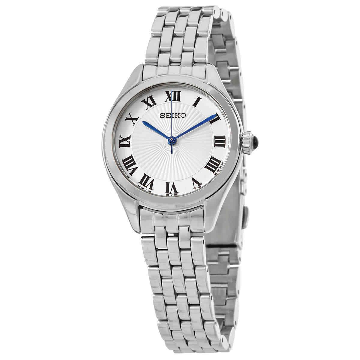 Seiko Classic Quartz White Dial Ladies Watch SUR327 - Dial: White, Band: Silver, Bezel: Silver