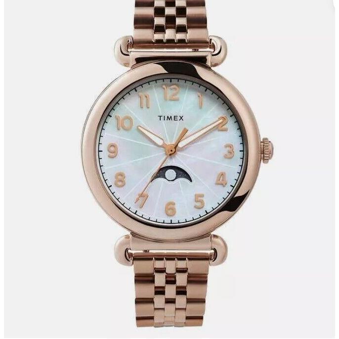 Timex Womens Moon Phase Rose Gold Mother OF Pearl Watch TW2T89400VQ