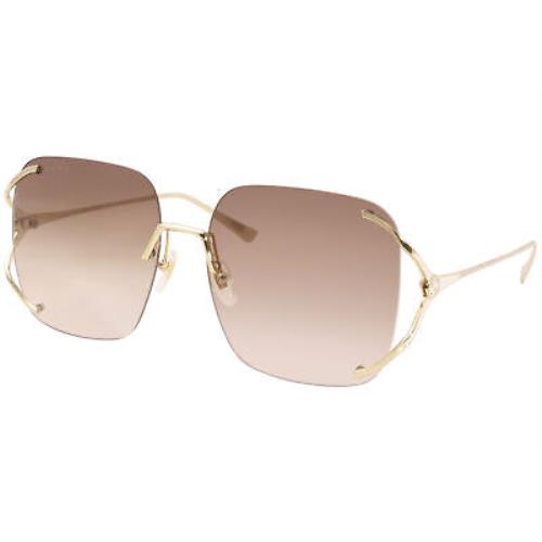 Gucci Gucci-logo GG0646S 002 Sunglasses Women`s Gold/brown Gradient Lenses 60-mm - Frame: Gold, Lens: Brown
